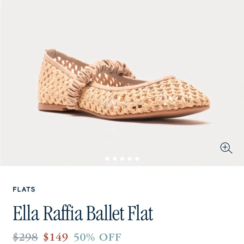 Frances Valentine Tan Ella Raffia Ballet Flat 6 - Picture 6 of 9